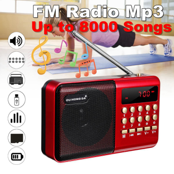 Mini Portable Radio Handheld Digital FM USB TF MP3 Player Speaker Rechargeable