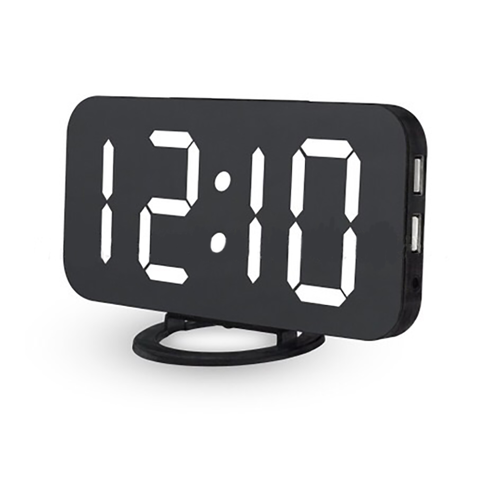 Alarm Clock Digital Electronic Smart Mechanical LED Display Time Table Desk 2 USB Charger Ports For Iphone Android Mirror Snooze
