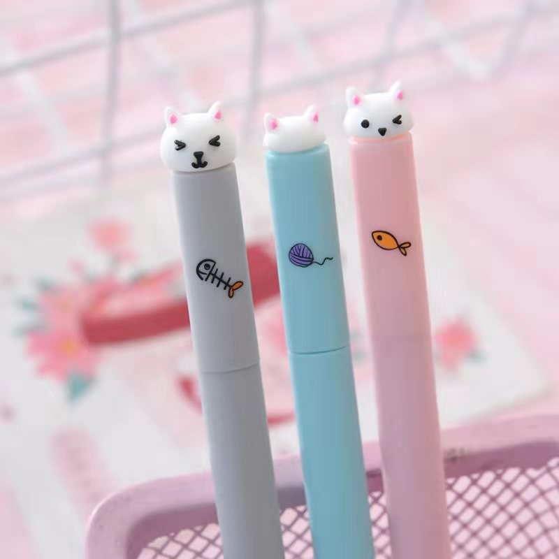 3 pcs /Set Cat Fish Gel Pen School Office Supply Student Stationery Set 0.5mm Black Ink