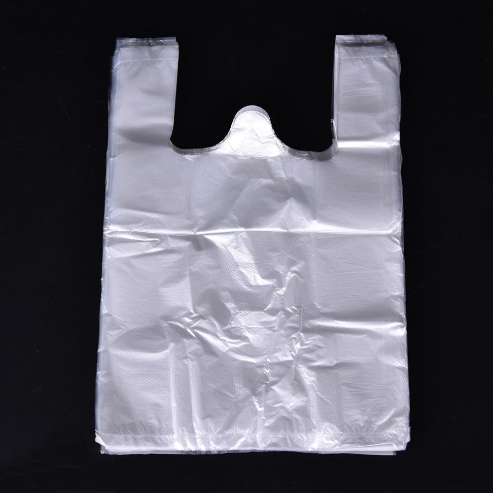 46/52/100pcs Transparent Plastic Bags Shopping Bag Supermarket Bags With Handle Food Packaging