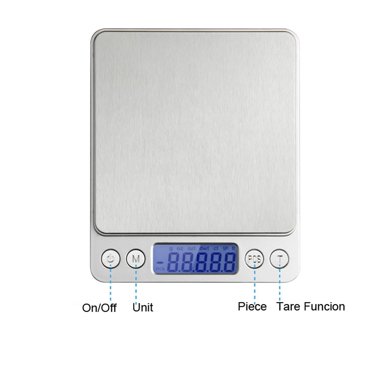 Digital Kitchen Scale 3kg 0.1g Jewelry Scales Built-in Battery Mini Pocket Stainless Steel Precision Electronic Balance Weight