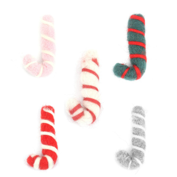 2PCs Christmas Candy Cane Wool Felt Poke DIY Kits Craft Sewing Toy Kids Brooch Children Hair Band Accessory Backpack Decoration