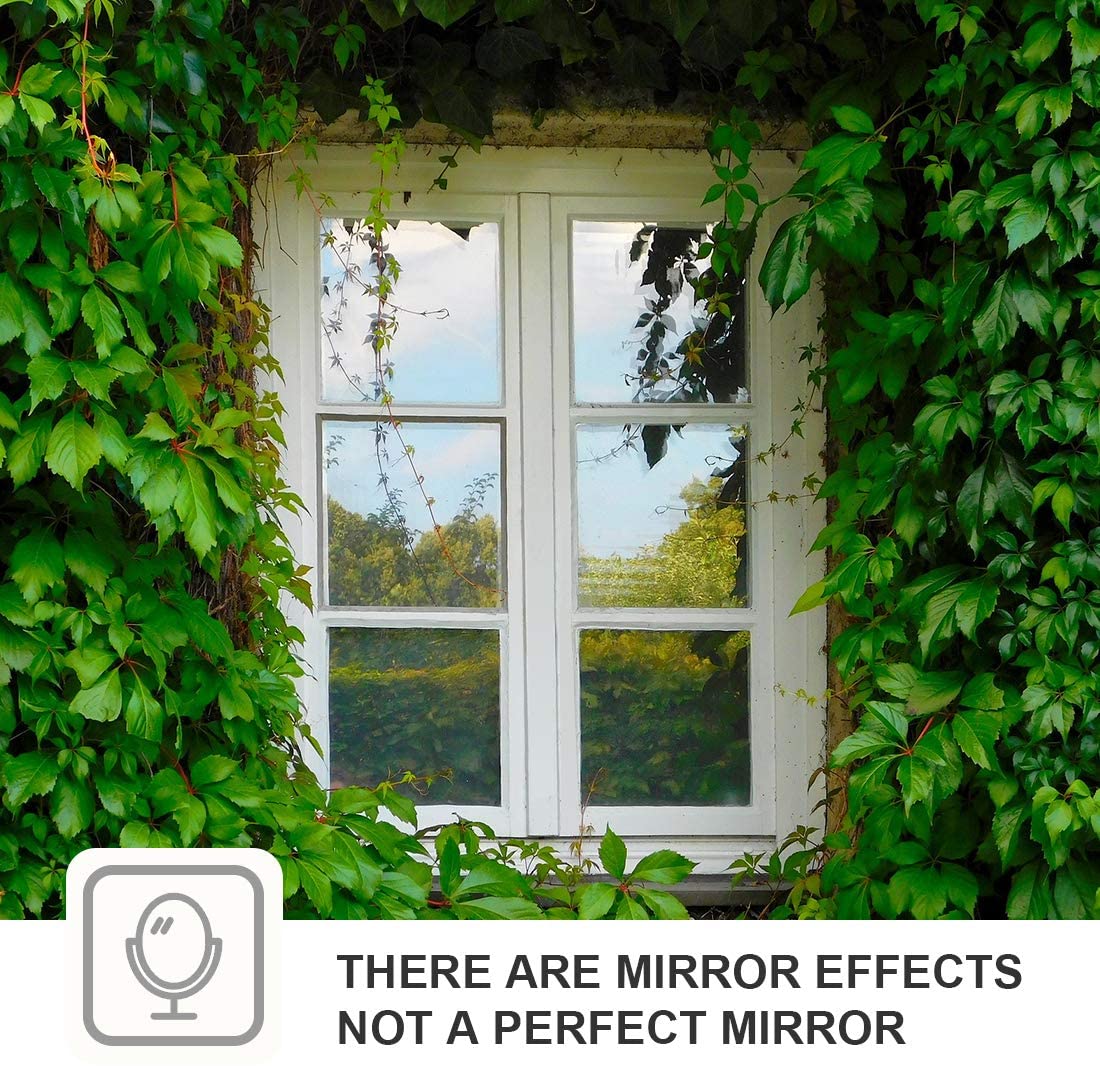One Way Mirror Window Film Daytime Privacy Self Adhesive Glass Sticker Heat Control Anti UV Window Tint for Home Office Silver
