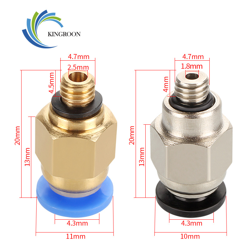 KingRoon 4pcs PC4-M5 Pneumatic Connector OD 4mm Thread M5 Air Fittings For Hotend Extruder 2*4mm PTFE tube 3D Printer Part