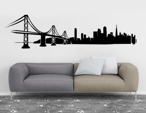 San Francisco City Skyline Silhouette Wall Decals Living Vinyl Art Sticker For Offices, Dorm, Home Decor Adesivo De Parede LA024