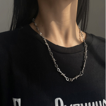 Small wire Brambles Iron thorns Unisex Choker Necklace Women Hip-hop Gothic Punk Style Barbed Wire Little Chain Choker Gifts