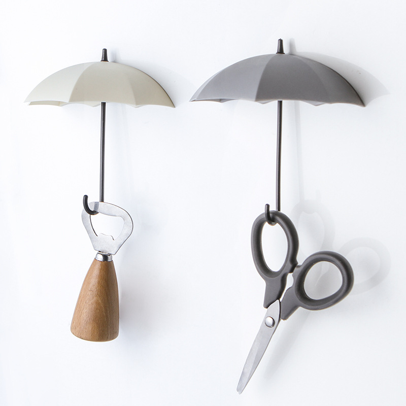 3 pcs Creative Hook Umbrella Shape Wall Mount Hook Key Holder Storage Stand Hanging Hooks For Bathroom Kitchen Door Decor Home