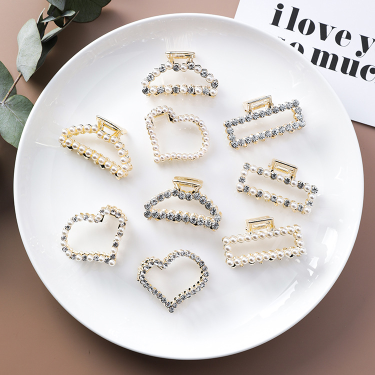 MENGJIQIAO Korean 2019 Hair Jewelry Simulated Pearl Hair Claws Rhinestone Hairclips Bridal Wedding Hair Accessories Headwear