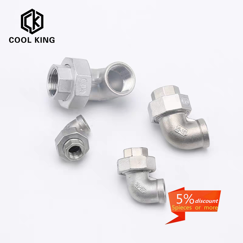 CK 1/4" 3/8" 1/2" 3/4" 1" Male & Female 90 Degree Elbow BSP Thread 304 Live Joint Coupling Union Connector Pipe Fitting for Tube