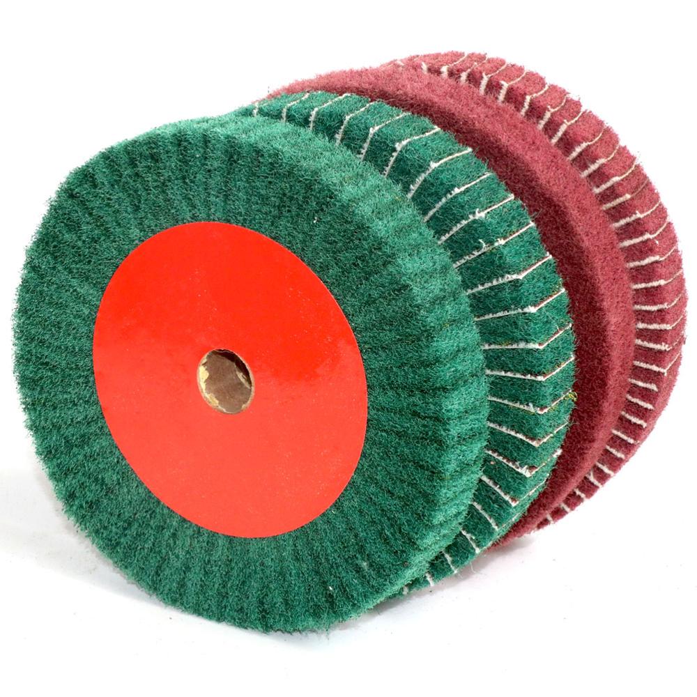 1Pc Non-woven Scouring Pad 4"/5"/6"/8"/10"/12" Grinding Wheel Flap Mop Polishing Wheel Nylon Fiber Disc 20mm Bore 1" thickness