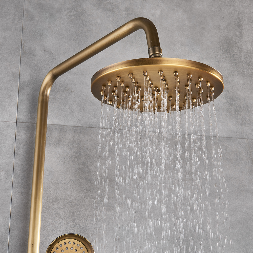 Classic Antique Brass Bathroom Shower Faucet Set Bathtub Shower Faucet Bath Shower Tap Rainfall Shower Head Swivel Watering