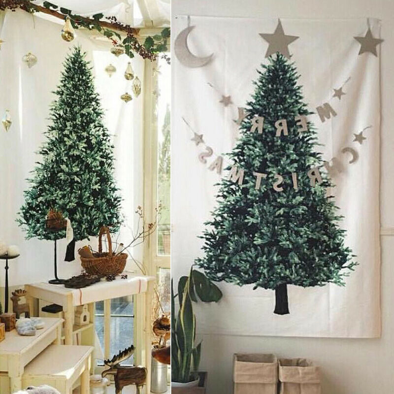 Christmas Tree Tapestries Pine Hang Cloth Wall Decor Cloth Christmas Decoration for Home Small Fresh Holiday Background Simple