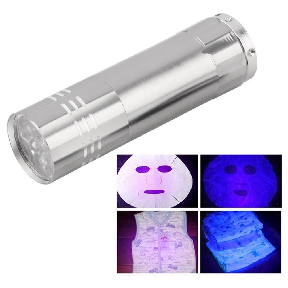 Ultraviolet 9 LED Flashlight Purple Light UV Torch Lamp AAA Battery Mini Portable Waterproof Money Detector Torch Lantern