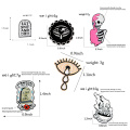 Gothic Punk enamel pin Skeleton Tears Eye Tombstone coffee cup badge brooch Lapel pin Denim Jeans shirt bag Dark Jewelry Gift