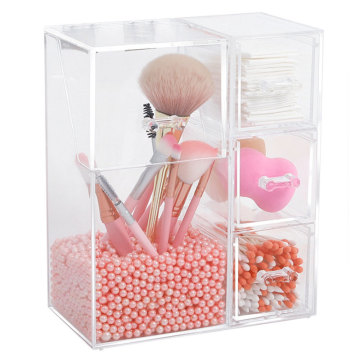 Makeup Brush Storage Box Organizer Dust-proof With Cover Cosmetic Tool Holder Acrylic Clear Pearl Multi-style