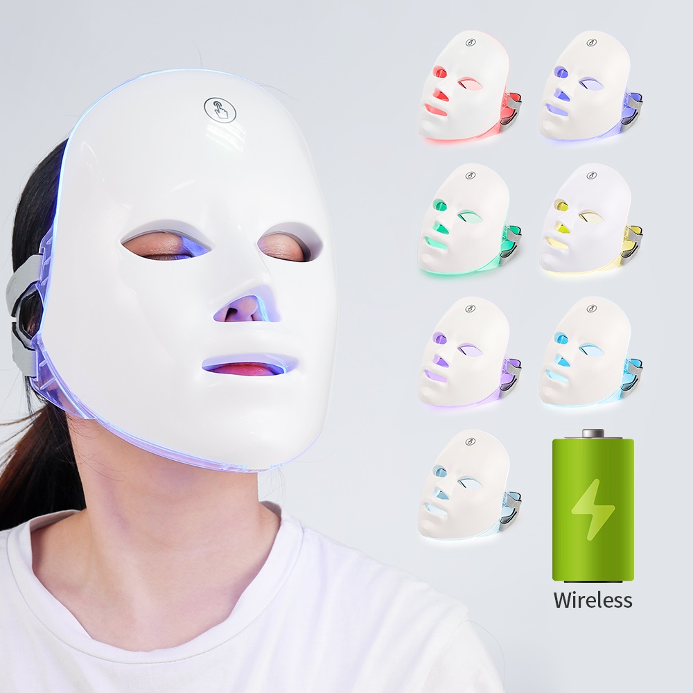 Rechargeable Battery Facial LED Mask 7 Colors LED Photon Therapy Beauty Mask Skin Rejuvenation Lifting Dark Spot Cleaner Device