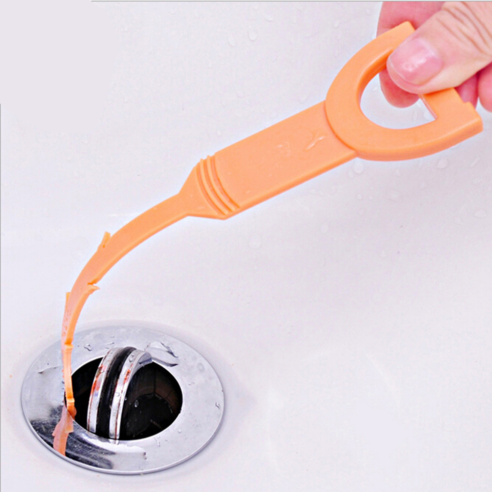 Bathroom Floor Hair Cleaner Sewer Filter Drain Cleaners Kitchen Sink Drian Filter Strainer Bathtub Cleaning Hook Tool Orange