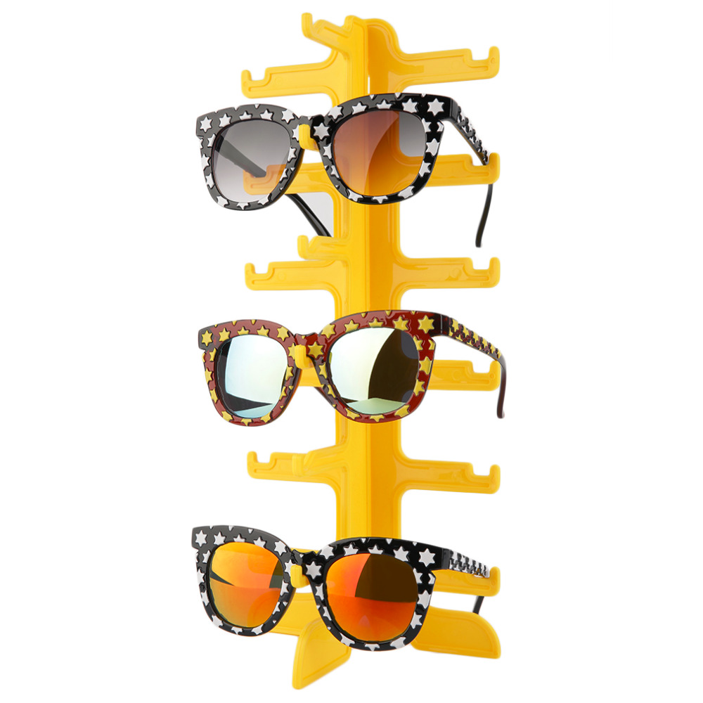 Fashion Sun Glasses Eyeglasses Plastic Frame Display Stands 6 Layer 4 Colors Shelf Eyewear Counter Show Stand Holder Rack