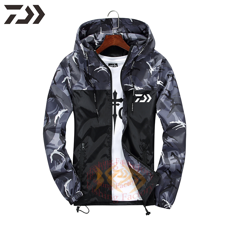 Daiwa Fishing Shirts Ultrathin Hooded Casual Outdoor Sport Wear Quick Dry Fishing Jackets Camouflage Sport Fishing Clothes