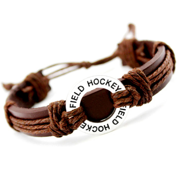 Field Ice Hockey Player Soccer Football Baseball Softball Volleyball Lacrosse Golf Calisthenics Charm Leather Bracelets Jewelry