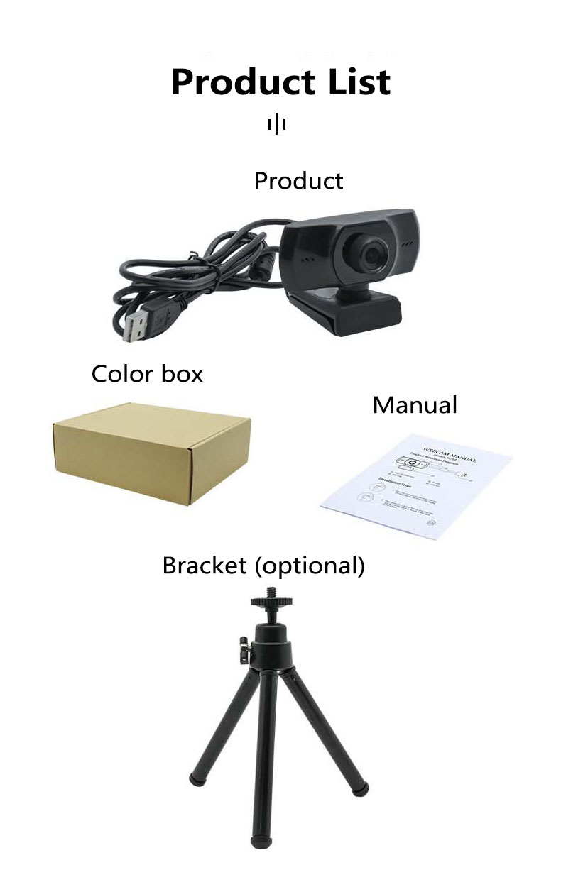 Webcam HD 1080P Fixed Focus USB Web Camera with Microphone Light Tripod for Live Broadcast Video Calling Conference Work New