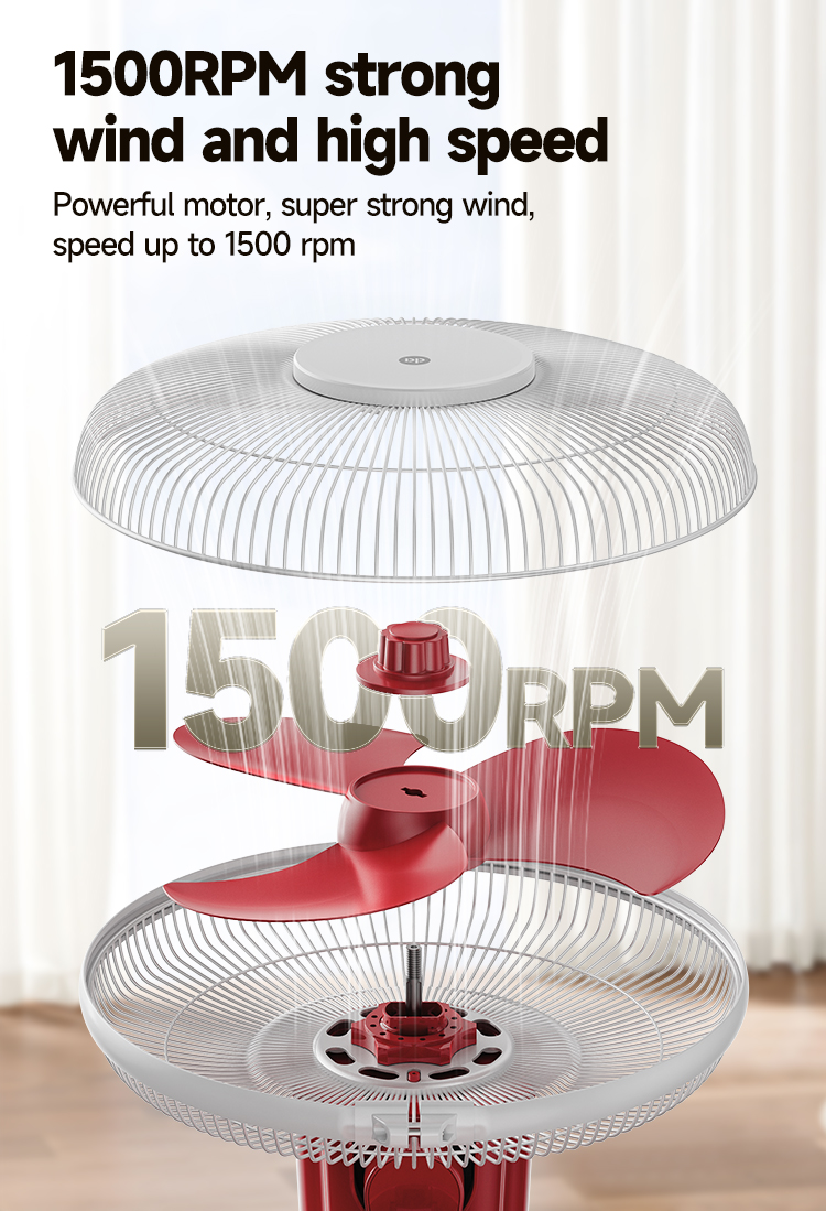 03-F111AT-F111AT-12 Inch Rechargeable Table Floor Solar Fan AC DC with LED Light