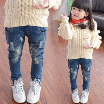 2018 Children Broken Hole Pants Girl Clothes Baby Girls Jeans For Kids Fashion Kids Trousers Autumn Winter Children Clothes