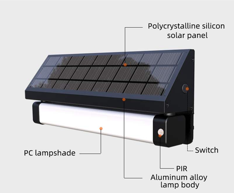 Dual LED color Aluminum Solar LED Wall Light