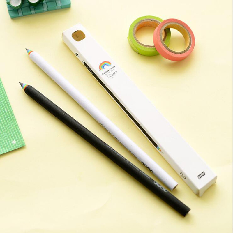 2pcs/lot kawaii Originality Rainbow Standard Pencil Writing lapis Pens Student Stationery School Supplies For Kids Cute Gift