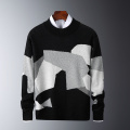 Warm New Winter Sweater Men High Quality Elasticity Patchwork Men's Sweater Knitted Long Sleeve Casual Thick Print Pullover Men