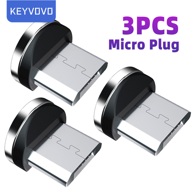3PCS Magnetic Plug 2 Pin Magnetic Charging Cable Adapter Micro USB Type C Magnet Charge Connector Dust Plugs Android Phone Cord