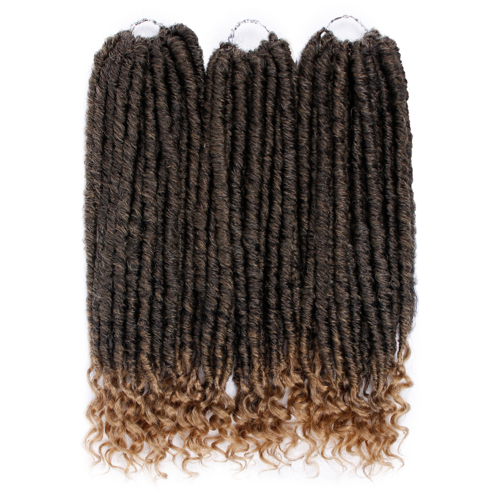 Black Star Goddess Locs Crochet Hair Faux Locs Crochet Hair Wavy Faux Locs with Curly Ends Synthetic Braiding Hair Extension