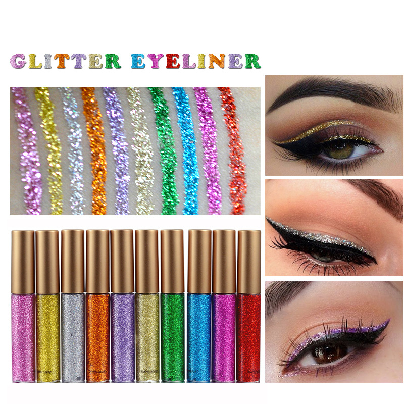 Glitter Eyeliner Pen Beauty Cosmetics Long Lasting Waterproof Eye Liner Eyeshadow Shimmer Metallic Eye Liner Pencil Makeup Tools