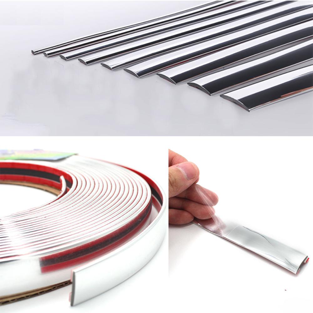 Silver 4mm x 13m Car Decoration Sticker Car Chrome Styling Molding Trim Air Outlet Strip Decoration Taillight Edge Accessories