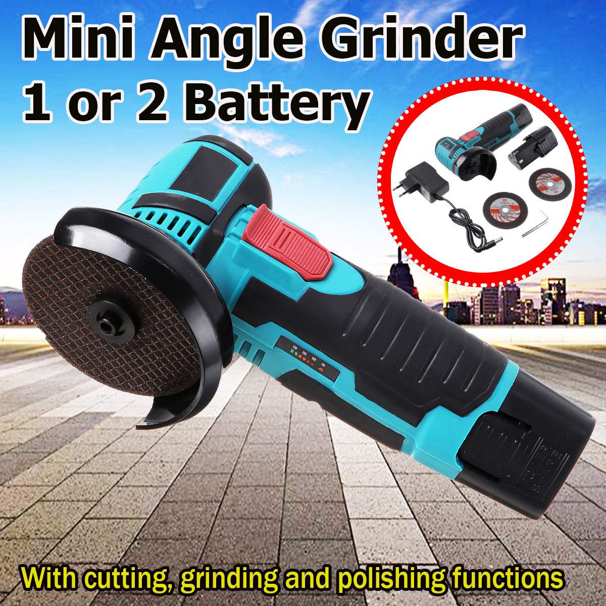 12V Mini Brushless Cordless Angle Grinder Polishing Machine Power Tools DIY Cutting Machine Mini Cutter With Two Li Batteries