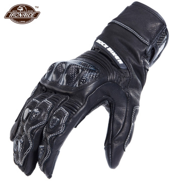 Genuine Leather Guantes Moto Waterproof Motorcycle Gloves Carbon Fibre Motocross Gloves Touch Screen Guantes Moto Riding Gloves