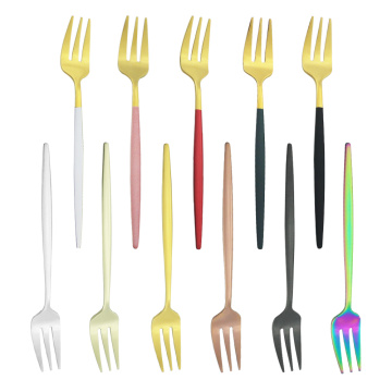 16 Colors Dessert Fork Stainless Steel Cutlery Hotel Restaurant Party Supplies Dinnerware Steak Gold Fork Korean Fruit Cake Fork