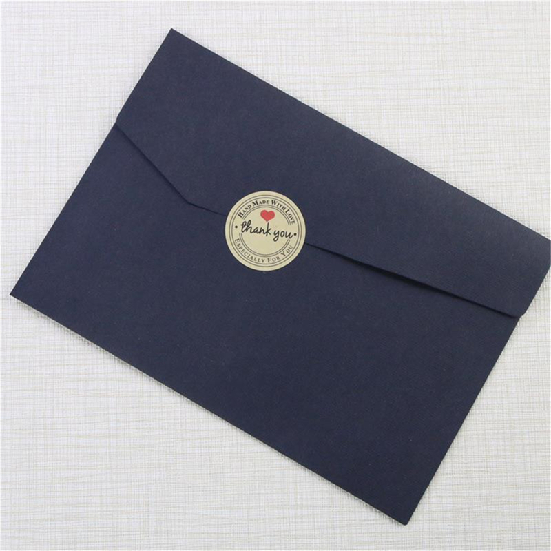 12/60/120PCS Round Labels Paper Bag Kraft Thank You Stickers Thank You Red Love Self-adhesive Stickers Garment Labels