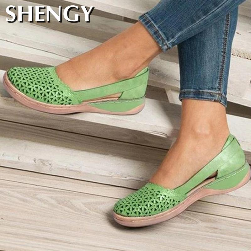 Summer Women Wedges Orthopedic Sandals Office Shoes Woman Hollow Out Vintage Shoes Slip On Casual Sewing Ladies bunion Sandals