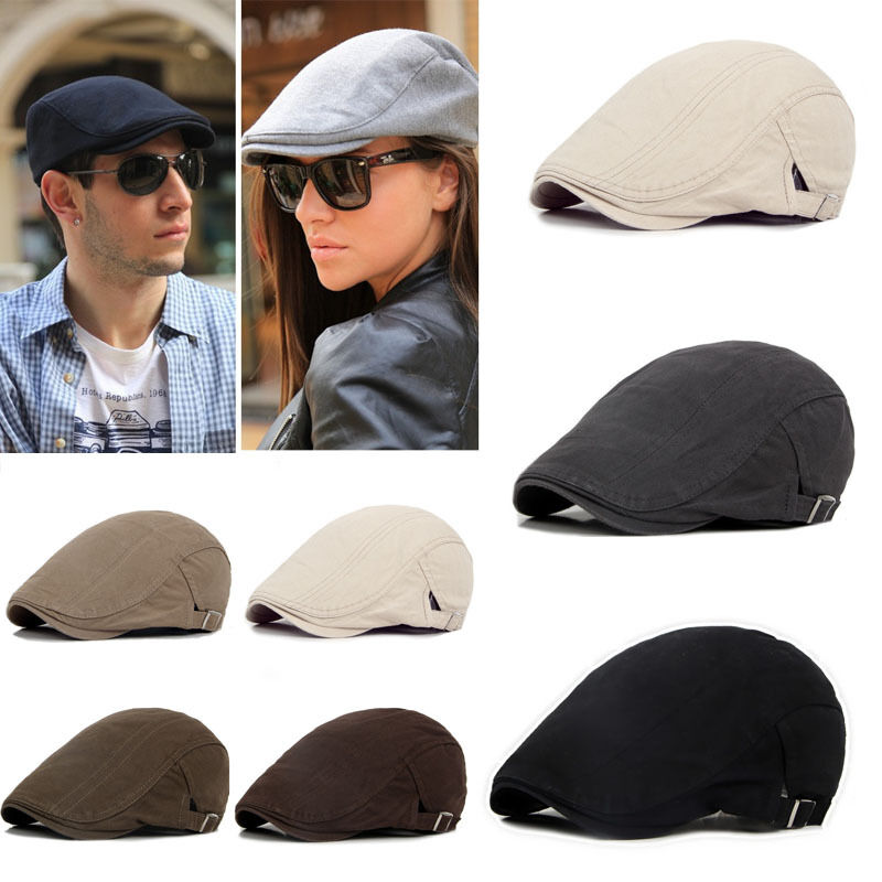 New Men's Fashion Newsboy Cap Male's Solid Color Ivy Hat Berets Cap Casual Golf Hat