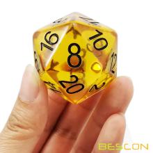 Bescon Amber Jumbo D20 38MM, Big Size 20 Sides Dice, Big 20 Faces Cube 1.5 inch
