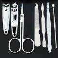 1Set=7Pcs Nail Clippers Travel Grooming Kits Case Care Pedicure Scissors Tweezer Knife Ear Pick Utility Manicure Set Tools