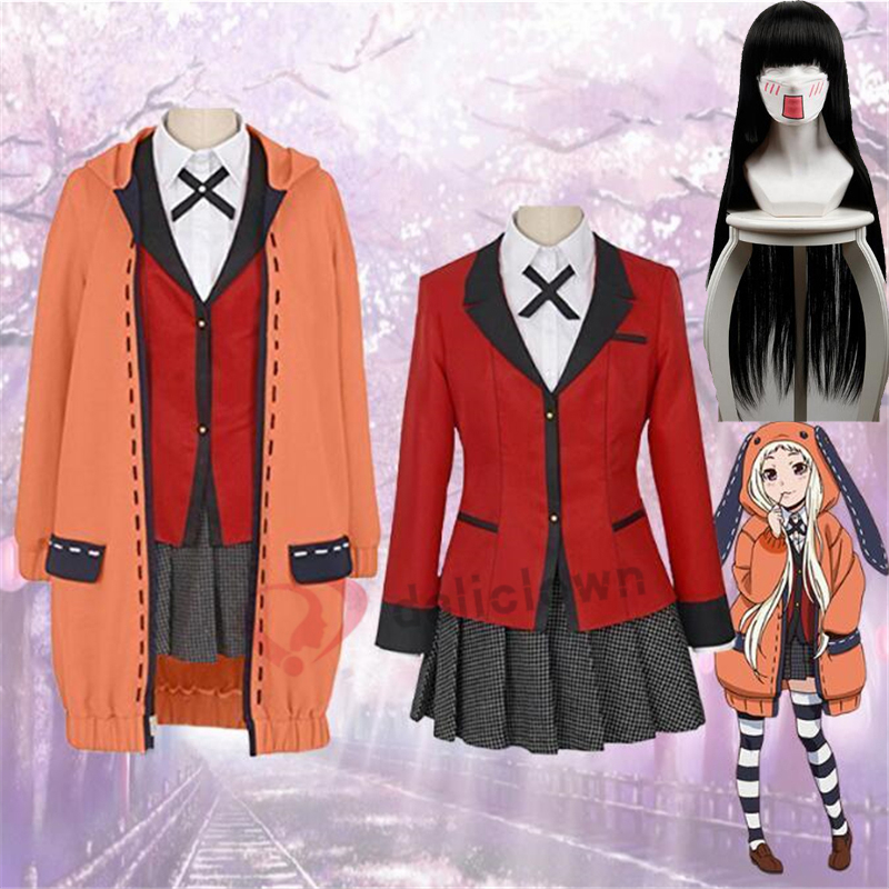 Anime Kakegurui Cosplay Costumes Girls Yumeko Jabami Yomotsuki Runa Japanese School Uniform Wig Set Halloween Costume For Women