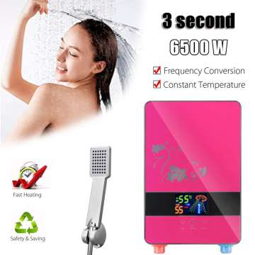 220V 6500W Electric Hot Water Heater Tankless Instant Heating Set Bathroom Self-checking Automatically Safety With Shower Nozzle