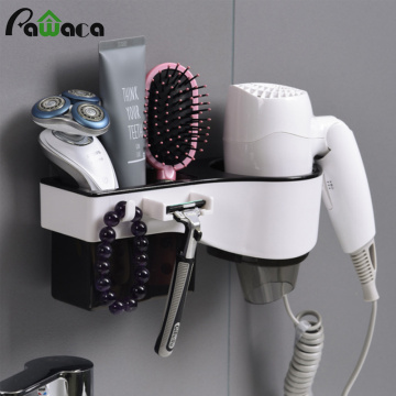 Wall Mount Hair Dryer Holder Hair Dryer Rack Comb Shaver Holder Multifunctional Organizer for Toothbrush, Cosmetic, Curling Iron