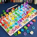 Montessori Wooden Math Toys For Kids Early Educational Board Math Fishing Count Numbers Digital Shape Match Children Toy Gift