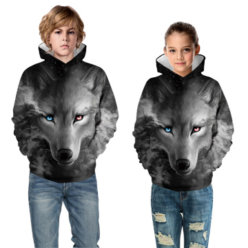 Wolf Anime Cartoon 3D Hoodies Big Girls Full Sleeve Polyester Outwears Children's Sweatshirts Teen Girls Hoodies Cosplay Clothes