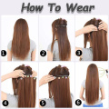 WERD Long Straight Clip in one Piece Synthetic Hair Extension 5 Clips False Blonde Hair Brown Black Hair Pieces for Women