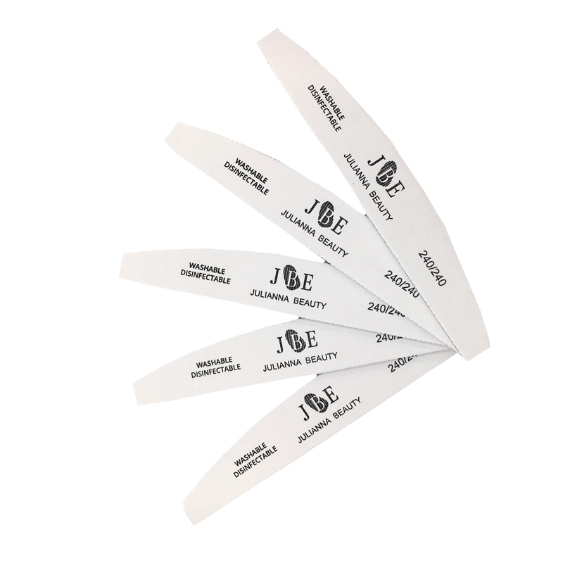 50pcs Boat White Nail File Sanding Files High Quality Nail 240/240 Grit Moon Style Professional Nail Buffer Accessories