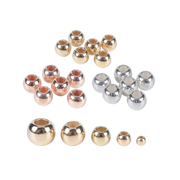 30-100Pcs/Lot Dia 4 6 8 10 12mm Gold Silver Diy Beads Accessories Big Large Hole CCB Spacer Loose Beads For Jewelry Making